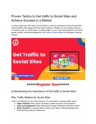Proven Tactics to Get traffic to Social Sites and Achieve Success in a Market