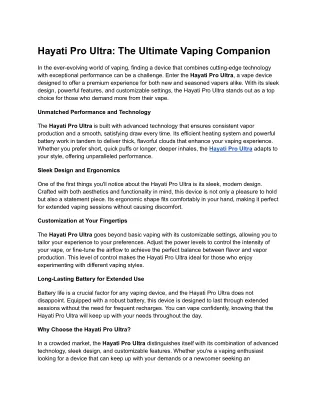 Hayati Pro Ultra: Unleash the Next Level of Vaping