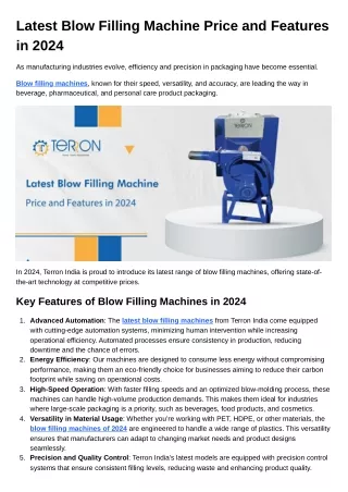 Latest Blow Filling Machine Price and Features in 2024 (1)