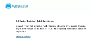 Rtl Design Training  Takshila-vlsi.com