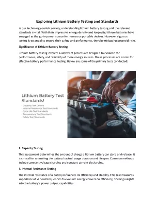 Exploring Lithium Battery Testing and Standards