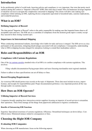 How to Ensure Compliance When Using an IOR