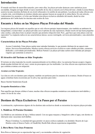 **Encanto y Relax en las Mejores Playas Privadas del Mundo**