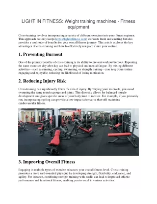 LIGHT IN FITNESS Weight training machines - Fitness equipment