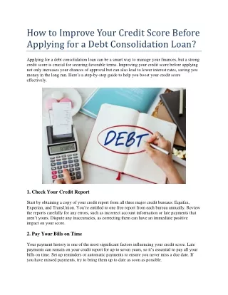 How to Improve Your Credit Score Before Applying for a Debt Consolidation Loan?