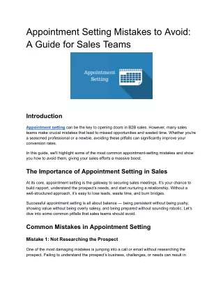 Appointment Setting Mistakes to Avoid_ A Guide for Sales Teams