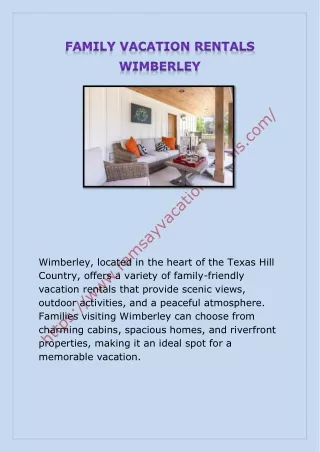 FAMILY VACATION RENTALS WIMBERLEY