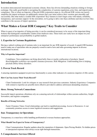 What Makes a Great IOR Company? Key Traits to Consider