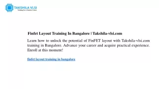Finfet Layout Training In Bangalore  Takshila-vlsi.com