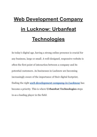 Web Development Company in Lucknow_ Urbanfeat Technologies