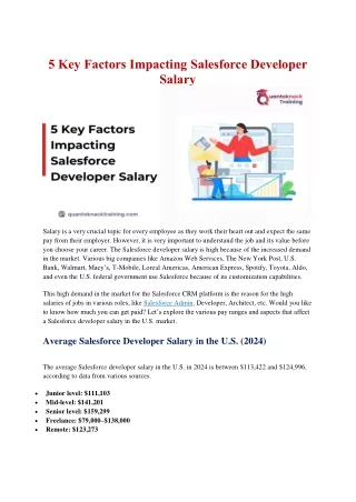 5 Key Factors Impacting Salesforce Developer Salary