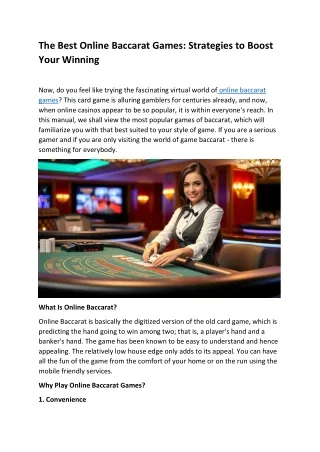 The Best Online Baccarat Games Strategies to Boost Your Winning