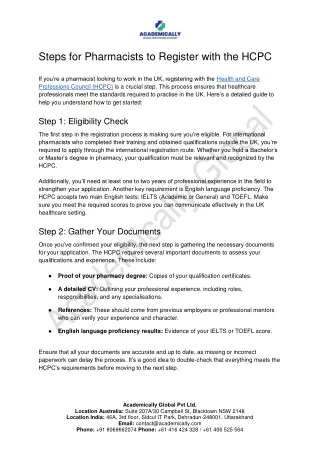 Steps for Pharmacists to Register with the HCPC