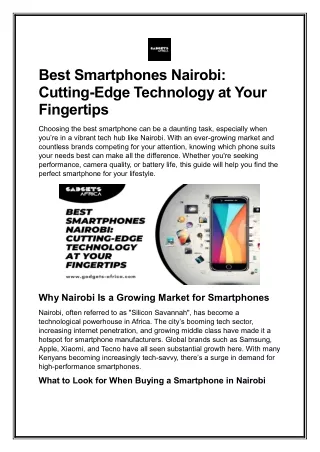 Best Smartphones Nairobi: Cutting-Edge Technology at Your Fingertips