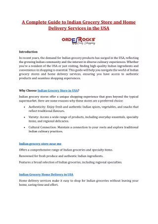 A Complete Guide to Indian Grocery Store and Home Delivery Services in the USA