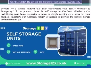 Why Storage123 Ltd is Your Top Choice for Self-Storage in Aberdeen?