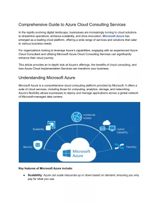 Comprehensive Guide to Azure Cloud Consulting Services