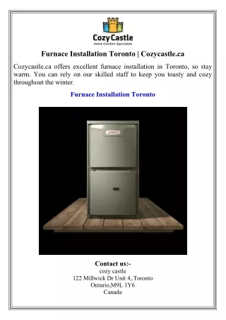 Furnace Installation Toronto  Cozycastle.ca