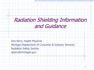 Radiation Shielding Information and Guidance