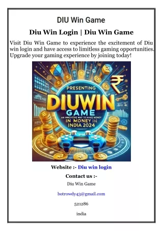 Diu Win Login  Diu Win Game