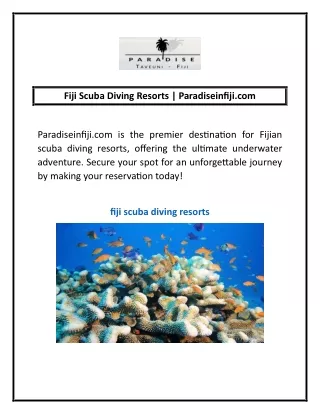 Fiji Scuba Diving Resorts | Paradiseinfiji.com