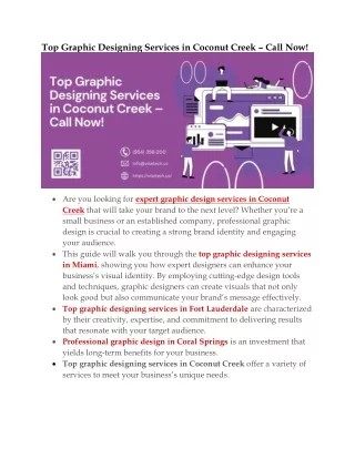 Top Graphic Designing Services in Coconut Creek