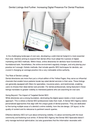 DentistListingsAndFurtherIncreasingDigitalPresenceForDentalPractices