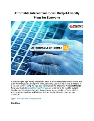 Affordable Internet Solutions Budget Friendly Plans for Everyone