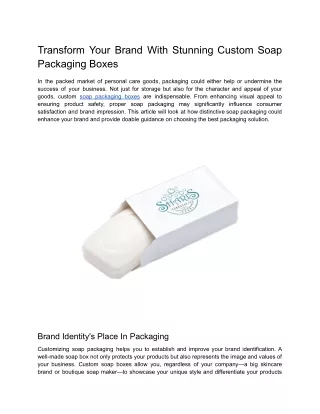 Transform Your Brand with Stunning Custom Soap Packaging