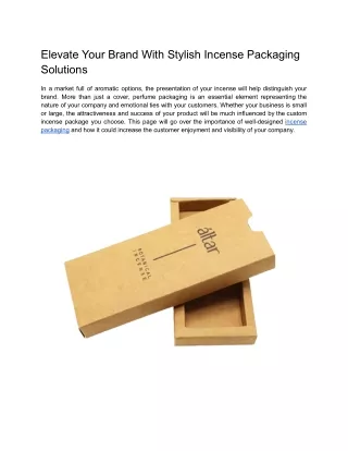 Elevate Your Brand with Stylish Incense Packaging Solutions