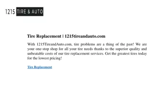 Tire Replacement 1215tireandauto.com