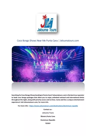 Coco Bongo Shows Near Me Punta Cana | Jeloumatours.com