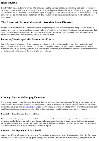 The Power of Natural Materials: Wooden Store Fixtures