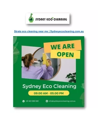 Strata eco cleaning near me | Sydneyecocleaning.com.au