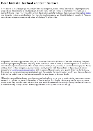 Best Inmate Textual content Service
