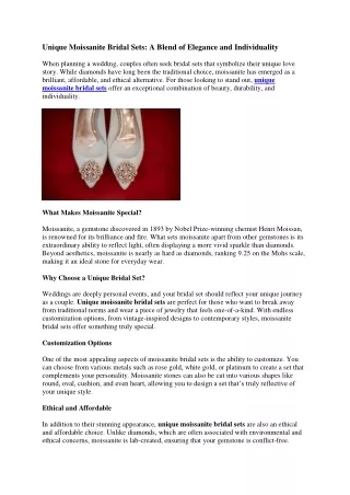 Unique Moissanite Bridal Sets: Beauty that Lasts