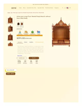 Antarusya Large Floor Rested Pooja Mandir without Door