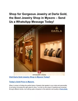 Shop for Gorgeous Jewelry at Darla Gold, the Best Jewelry Shop in Mysore – Send Us a WhatsApp Message Today