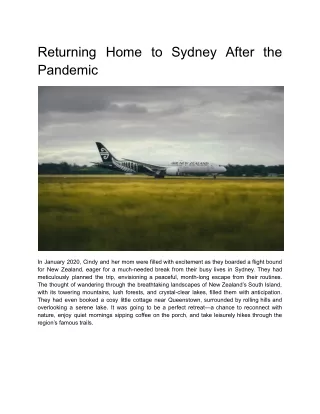 Returning Home to Sydney After the Pandemic