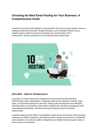 Choosing the Best Email Hosting for Your Business: A Comprehensive Guide