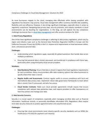 Compliance Challenges in Cloud Data Management Solutions for 2024