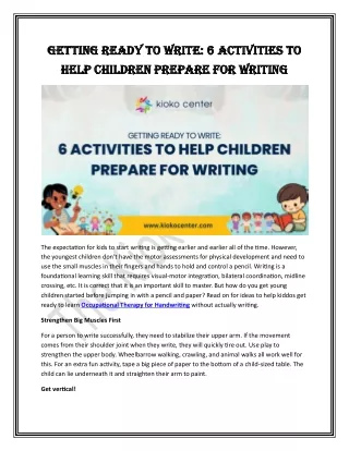 Getting Ready to Write 6 Activities to Help Children Prepare for Writing