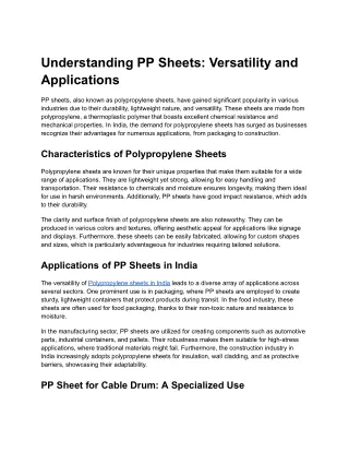 Understanding PP Sheets: Versatility and Applications