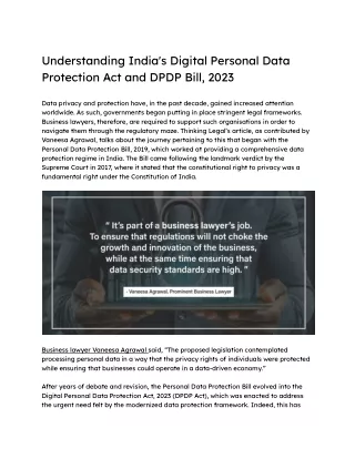 Understanding India's Digital Personal Data Protection Act and DPDP Bill, 2023