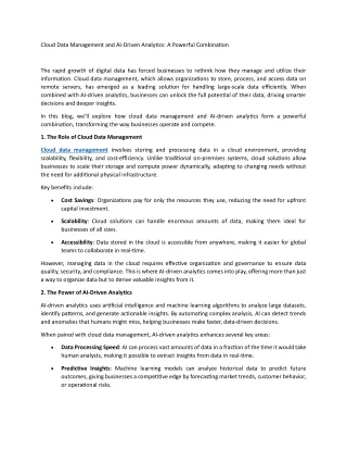 Cloud Data Management and AI-Driven Analytics A Powerful Combination