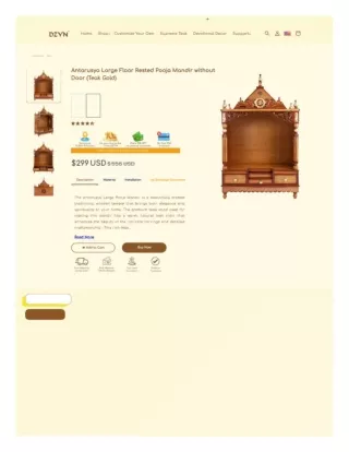 Antarusya Large Floor Rested Pooja Mandir without Door