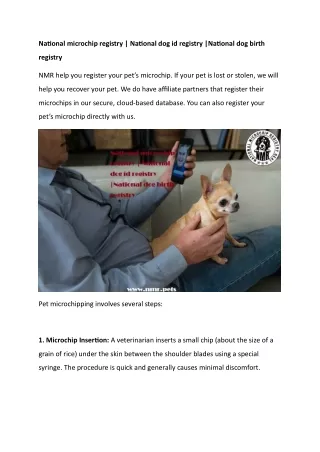 National microchip registry  National dog id registry National dog birth registry