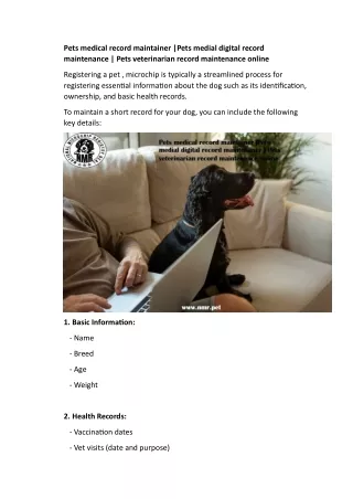 Pets medical record maintainer Pets medial digital record maintenance  Pets veterinarian record maintenance online