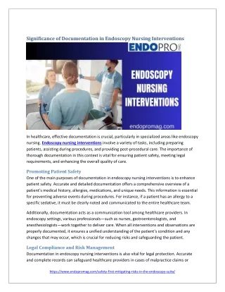 Significance of Documentation in Endoscopy Nursing Interventions