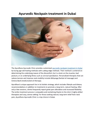 Ayurvedic Neckpain treatment in Dubai